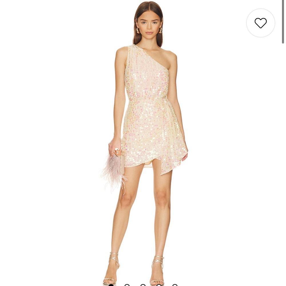 ✨ SAYLOR Kyrie One-Shoulder Sequin Mini Dress Pink Champagne Small 🍾